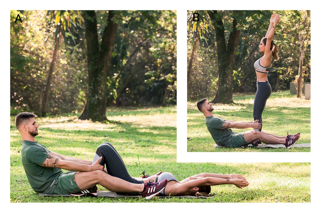 Treino Mahamudra para queimar muitas calorias com o parceiro