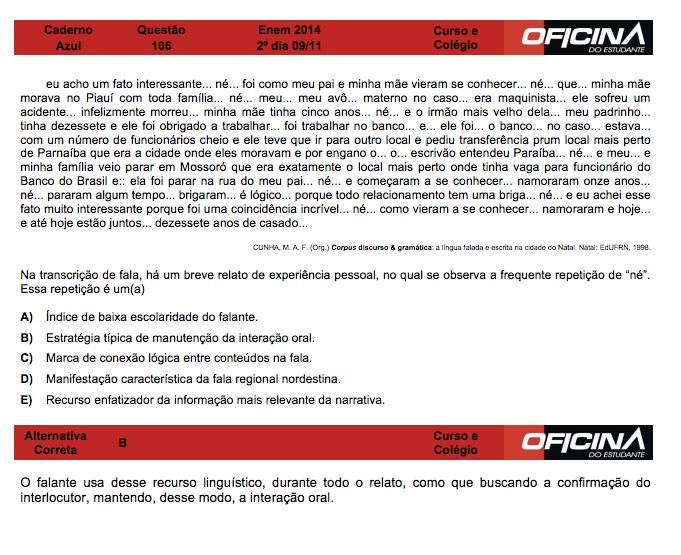 Enem 2014: correção da questão 106