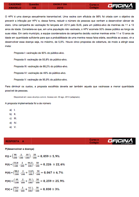 Enem 2015: correção da questão 158