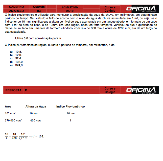 Enem 2015: correção da questão 167