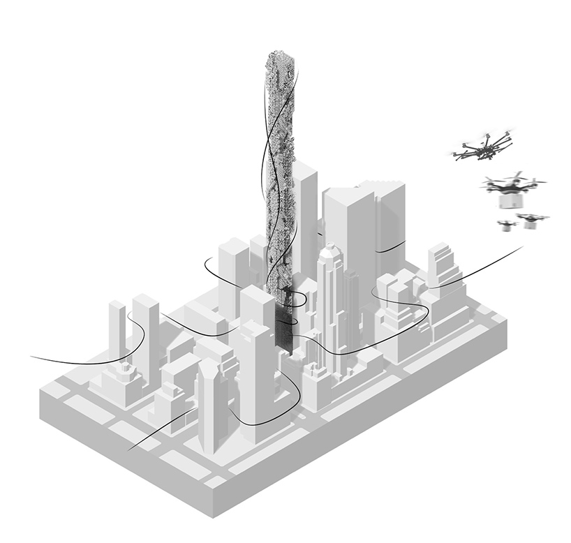 Fachada de arranha-céu, em Manhattan, é composta por drones