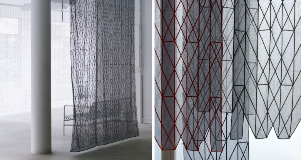 Irmãos Bouroullec criam cortinas bordadas em jogo de tons e luzes