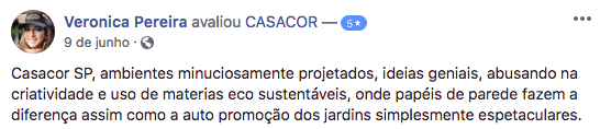 10 avaliações lindas do Facebook sobre a CASACOR São Paulo 2018