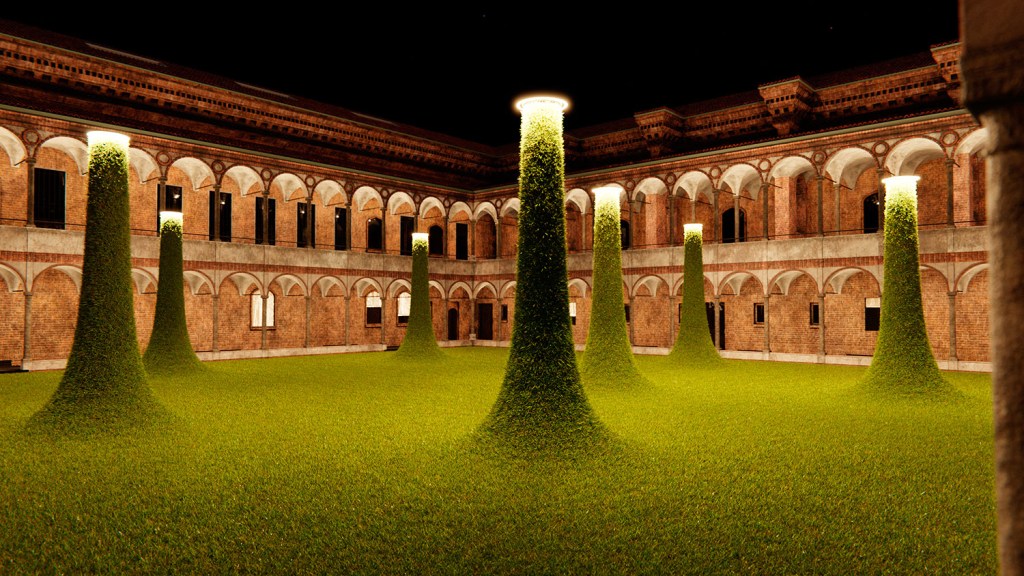 6 Irmãos Campana invadem a Università Statale de Milão com torres de grama