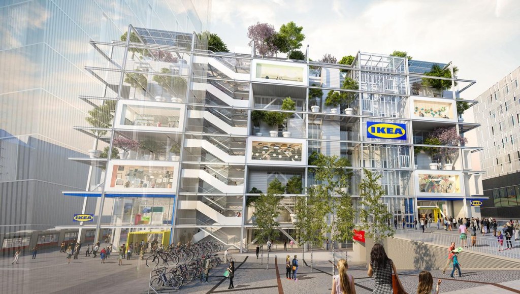 (c) ZOOMVP.AT Loja da IKEA em Viena tem terraço verde e se volta para pedestres