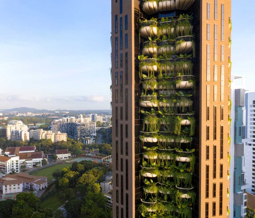 Edifício de Heatherwick atua como uma cortina verde em Singapura